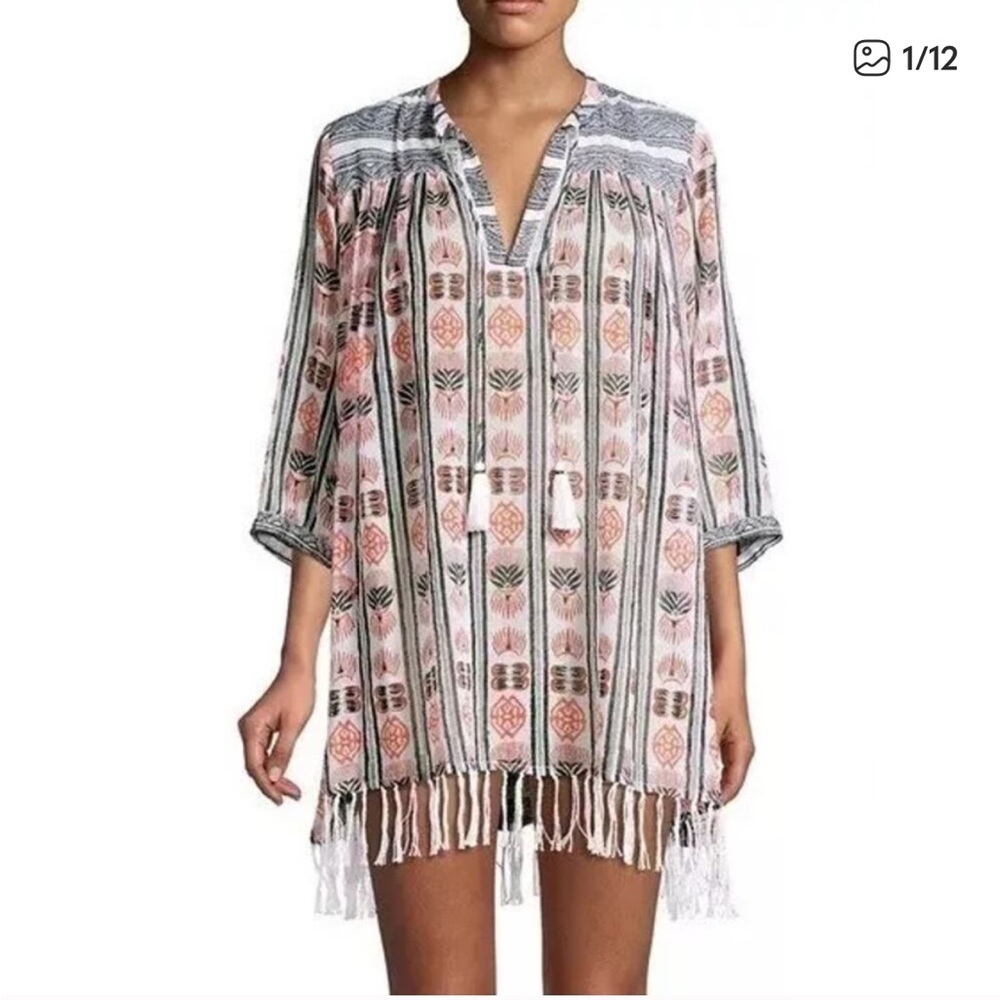 Roller Rabbit Fringe Cotton Poppa Serafina Tunic Top Cover Up sz XS